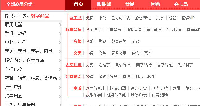 或者做成京東這種樣式的,點擊大類分別出現不同的小類